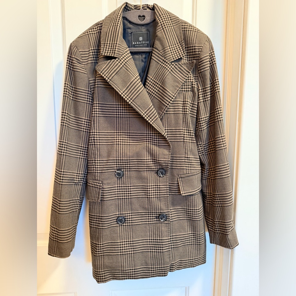Bagatelle Collection Plaid Double-Breasted Blazer Jacket Size Small